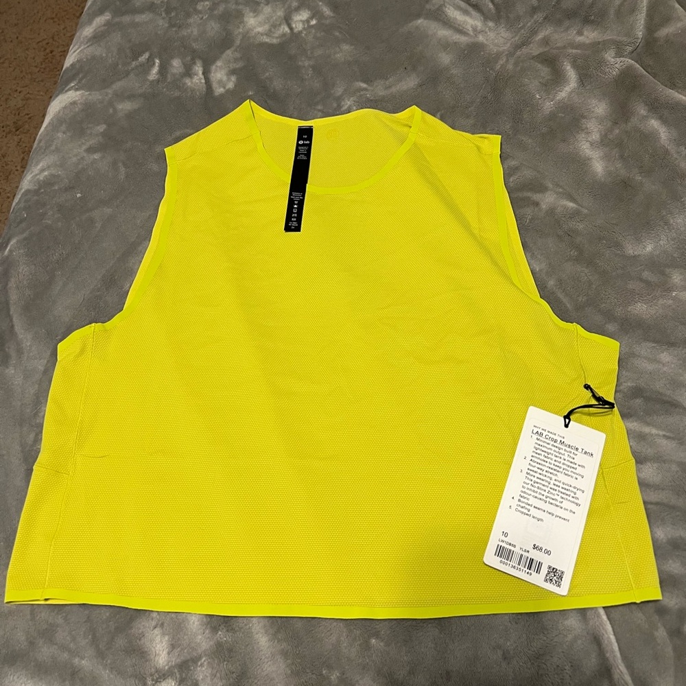NWT LULULEMON LAB CROPPED MUSCLE TANK size 10